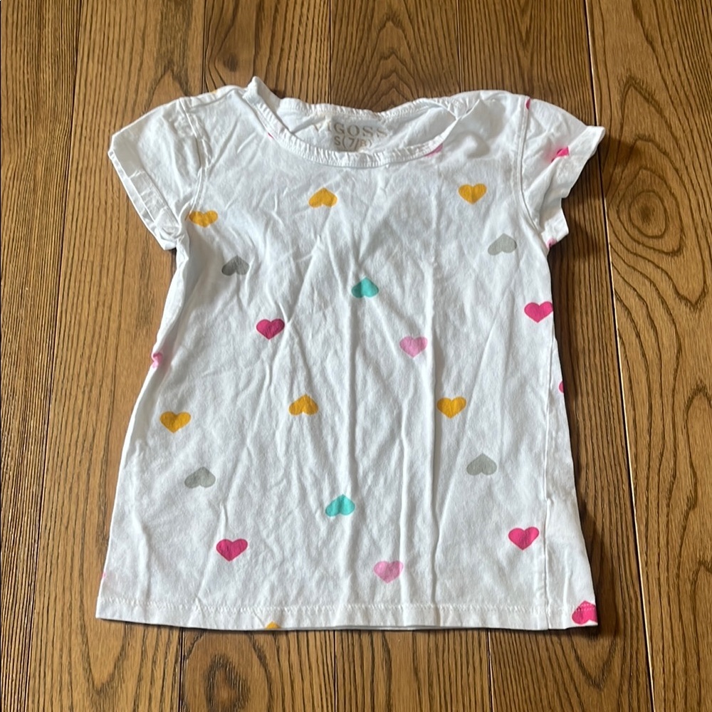 Vigoss White and Pink Short Sleeve Tee with Heart Pattern